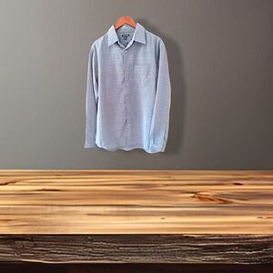 George Men's Plaid Gray Long Sleeve Shirt with a Front Pocket - Officecore  M